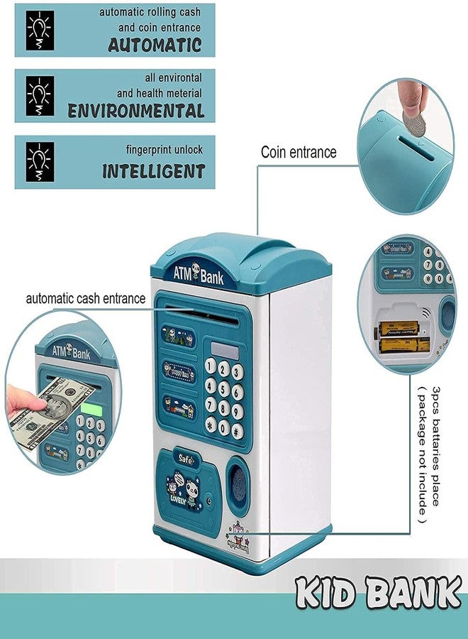 BAREPEPE Premium Piggy Bank For Kids Electronic Atm Money Bank With Password And Finger Sensor Lock (Blue, Modern) - Image 2